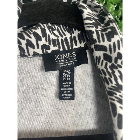 Jones of New York Zip Up Cardigan Women Size 2X Black and White Pattern Casual - Picture 9 of 14
